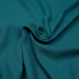 tissu double gaze de coton bleu corsair  - pretty mercerie - mercerie en ligne
