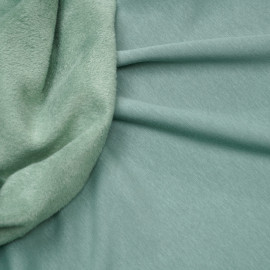 Tissu sweat gratté vert sauge - pretty mercerie - mercerie en ligne