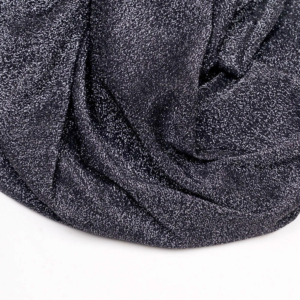 Tissu maillot de bain noir fil lurex argent - pretty mercerie - mercerie en ligne