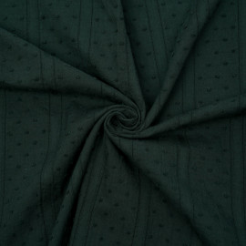 Tissu coton plumetis et bandes brodées vert jungle  - pretty mercerie - mercerie en ligne