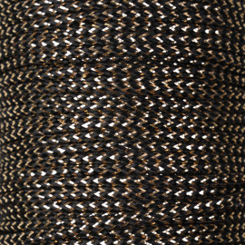 Cordon tressé chevron noir et fil lurex or 4mm - pretty mercerie - mercerie en ligne