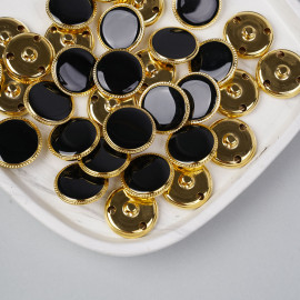 Bouton métal à queue noir liseré tressé doré 25 mm - pretty mercerie - mercerie en ligne