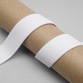 ruban élastique polyester recyclé blanc tricoté | pretty mercerie | Mercerie en ligne