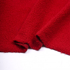 Tissu lainage bouclé effet mouton rouge poppy | Pretty Mercerie | mercerie en ligne