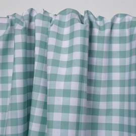 Tissu popeline de coton vichy blanc et vert pastel | Pretty Mercerie | mercerie en ligne