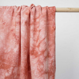 Tissu coton tie and dye corail et blanc | Pretty Mercerie | Mercerie en ligne