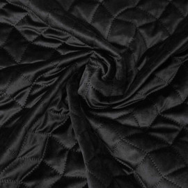 Tissu matelassé velours noir à motif graphique / pretty mercerie / mercerie en ligne