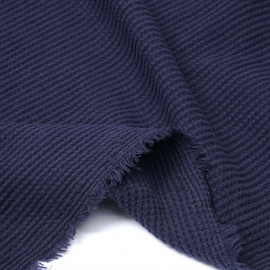 Tissu coton nid d'abeille bleu marine | Pretty Mercerie | mercerie en ligne