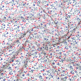 Tissu viscose rose blush à motif bloom bleu, vert et rose | Pretty Mercerie | Mercerie en ligne