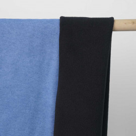 Tissu denim stretch bleu clair à doublure polaire noir | Pretty Mercerie | Mercerie en ligne
