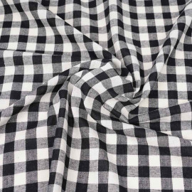 Tissu coton noir et blanc à motif tissé vichy | Pretty Mercerie | Mercerie en ligne