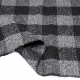 Tissu lainage léger à motif vichy noir et gris foncé | Pretty Mercerie | mercerie en ligne
