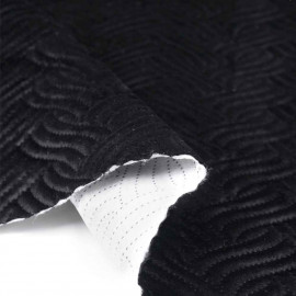Tissu matelassé velours noir à motif lignes entrelacées | Pretty Mercerie | Mercerie en ligne