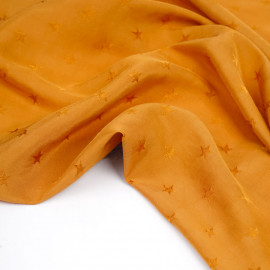 Tissu viscose abricot à motif tissé étoile satiné | Pretty Mercerie | mercerie en ligne