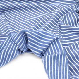 Tissu sweat gratté marinière bleu et blanc | pretty mercerie | mercerie en ligne