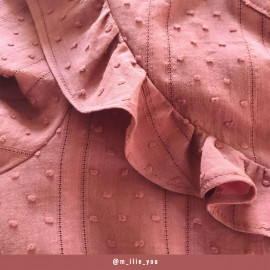 Tissu coton plumetis et bandes brodées rose vieilli  - pretty mercerie - mercerie en ligne