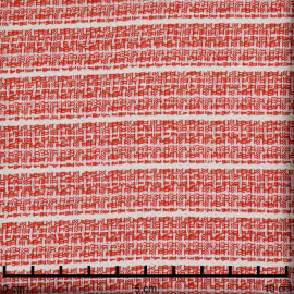 Tissu tweed rouge à motif rayure blanc et fil lurex or | pretty mercerie | mercerie en ligne