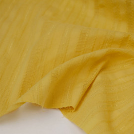 Tissu coton mimosa à motif lignes brodées et fil lurex doré | pretty mercerie | mercerie en ligne