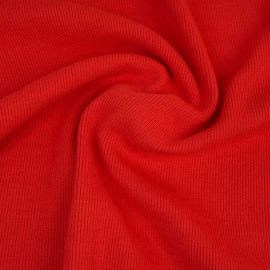 Tissu jersey bord-côte côtelé tubulaire - Rouge