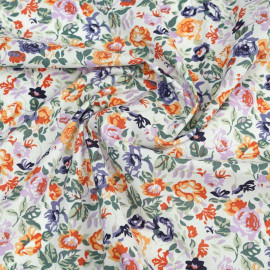 Tissu coton à motif fleur vintage - orange
