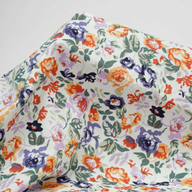Tissu coton à motif fleur vintage - orange
