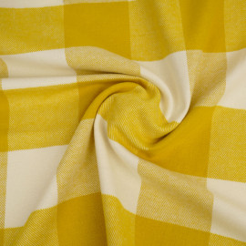 Tissu coton sergé et peigné à motif maxi vichy - Jaune
