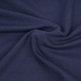 Tissu jersey uni fine côte gratté - Bleu