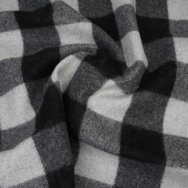 Tissu drap de laine à carreaux noir et gris