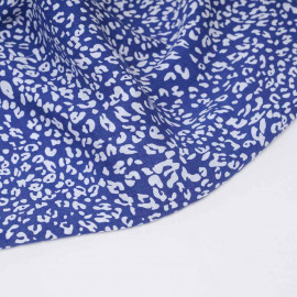 Tissu viscose à motif léopard blanc cassé - Bleu