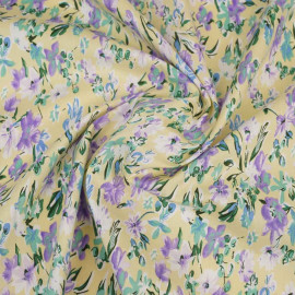 Tissu coton à motif fresh flowers - Jaune
