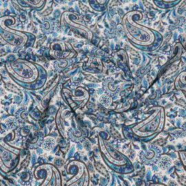 Tissu coton à motif paisley - Bleu clair