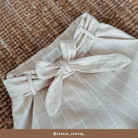 Tissu coton sergé et peigné à motif rayure - crème