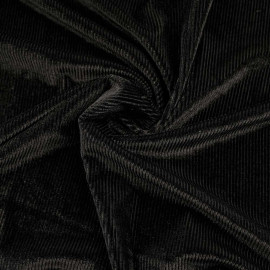 Tissu jersey velours fines côtes - Noir