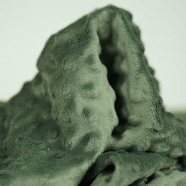 Tissu polaire minky à motif gaufré relief à pois uni - Vert