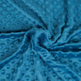 Tissu polaire minky à motif gaufré relief à pois uni - Bleu