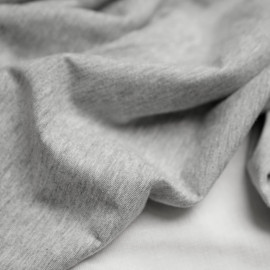 Tissu jersey de coton gris chiné