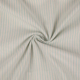 Tissu coton Jade tissé crème à motif rayé bleu ciel et beige
