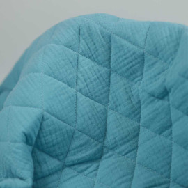 Tissu matelassé double gaze de coton motif losange - Bleu