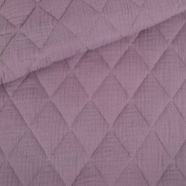 Tissu matelassé double gaze de coton motif losange - Violet