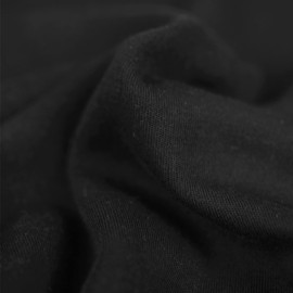 Tissu jersey maille tricoté de coton uni peigné - Noir