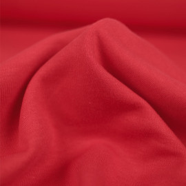 Tissu jersey maille tricoté de coton uni peigné - Rouge