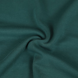 Tissu jersey maille tricoté de coton uni peigné - vert foncé