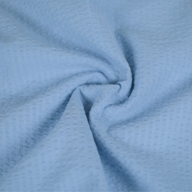 Tissu coton seersucker à rayure tissé - Bleu