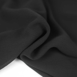 Tissu mousseline uni effet froissé - Noir