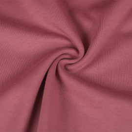 Tissu jersey maille tricoté de coton uni peigné - vieux rose