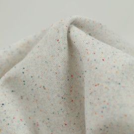 Tissu jersey maille tricoté (ou bord-côte) crème moucheté multicolore