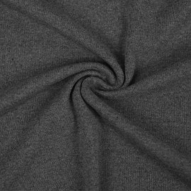 Tissu jersey fine côte de coton recyclé gris foncé chiné