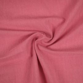 Tissu coton brut lavé effet vintage uni - Rose