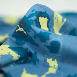 Tissu popeline de coton stretch à motif carte maritime de Bretagne