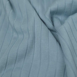 Tissu jersey maille côtelé Lyocell et coton bio - bleu clair